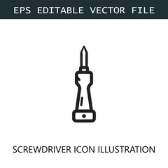 Screwdriver Icon Logo Vector Image in Black and White
