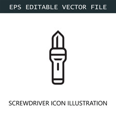 Screwdriver Icon Logo Vector Image in Black and White
