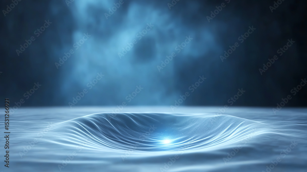 Poster A captivating image of a swirling vortex of water, illuminated by a mystical blue glow, creating an ethereal atmosphere.