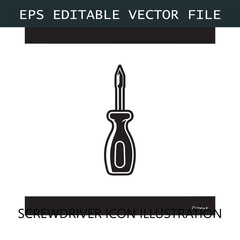 Screwdriver Icon Logo Vector Image in Black and White
