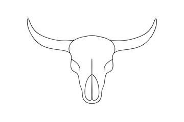 Line drawing of a longhorn skull western design