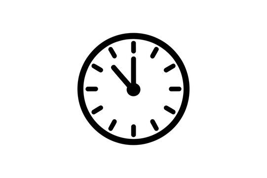 Simple black and white clock face showing time eleven