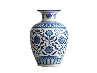 traditional vietnamese ceramic vase blue and white isolated background