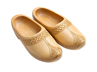 traditional vietnamese wooden clogs white background