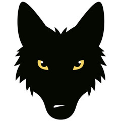 Black Wolf Head Silhouette Vector Illustration, Angry Animal Design
