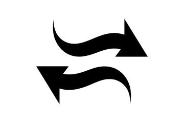 Two curved arrows pointing in opposite directions