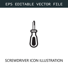 Screwdriver Icon Logo Vector Image in Black and White
