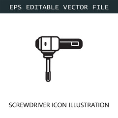 Screwdriver Icon Logo Vector Image in Black and White
