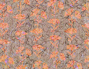 Abstract Floral Crackle Texture, Peach and Brown Hues