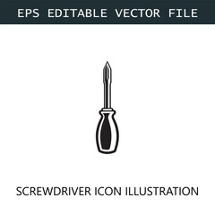 Screwdriver Icon Logo Vector Image in Black and White
