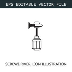Screwdriver Icon Logo Vector Image in Black and White
