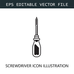 Screwdriver Icon Logo Vector Image in Black and White
