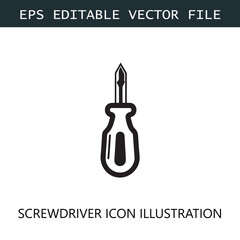 Screwdriver Icon Logo Vector Image in Black and White
