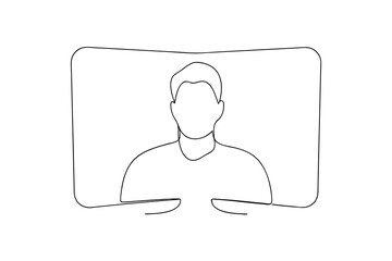 Simple line drawing man using computer screen