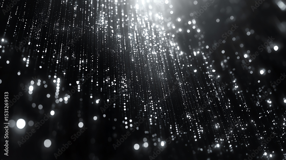 Aufkleber A mesmerizing abstract composition of shimmering light particles cascading against a dark background, creating a magical atmosphere.