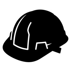 Black and white hard hat safety helmet vector icon illustration