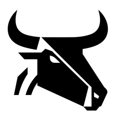 Black Bull Head, Vector Illustration, Geometric Style, Strong Design Element