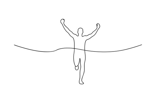 Winning runner line drawing minimalist sport success