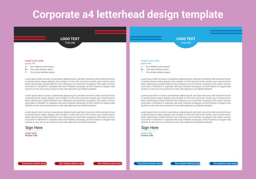 Clean and professional corporate company business letterhead template design with color variation bundle