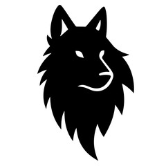 Black Wolf Head Silhouette, Vector Illustration, Majestic Design Element