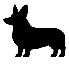 Black Silhouette of a Welsh Corgi Dog, Vector Illustration