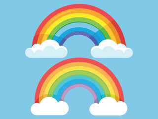 Bright Rainbows with Fluffy Clouds Clipart for Kids' Designs & Cheerful Graphics