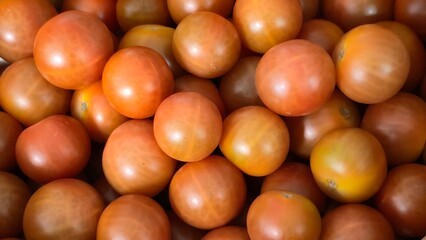 Top view of cherry tomatoes with matte texture, ideal for organic produce, vegan food, and fresh market branding.