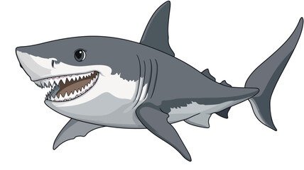 Obraz premium Colorful Cartoon Shark Vector Illustration for Kids Design Projects