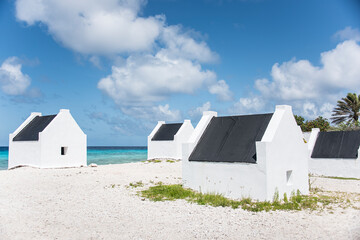 Old white slave houses on the island of Bonaire