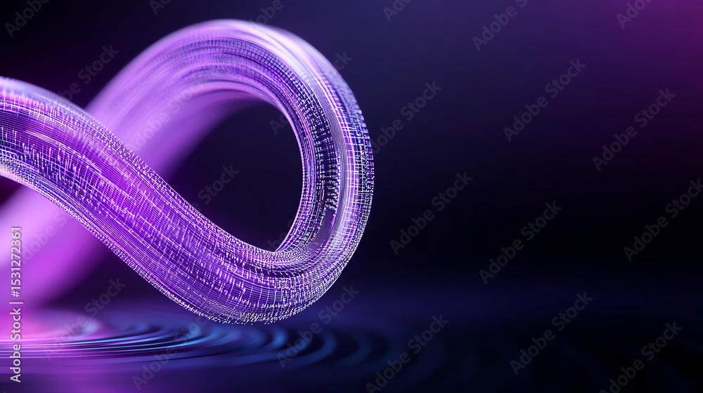 Poster A stunning abstract design featuring flowing lines in purple hues against a dark backdrop, creating a sense of fluid motion.
