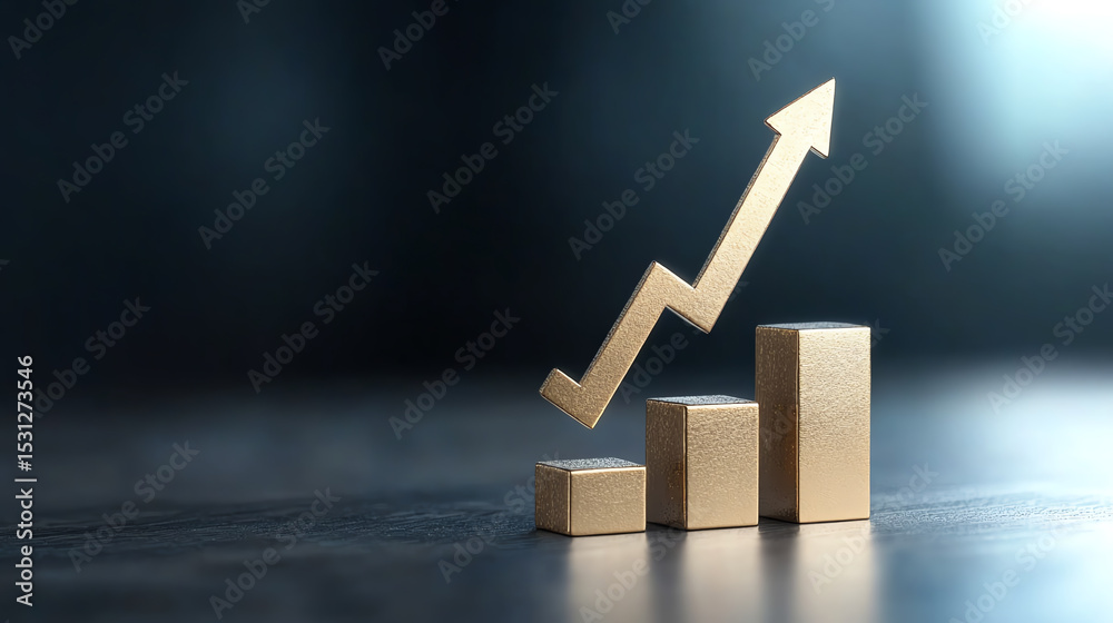 Poster a symbolic representation of growth in business, featuring wooden bars ascending with a directing ar