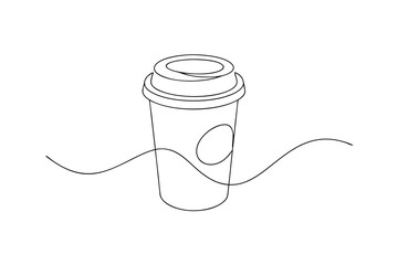 Single line drawing of a coffee cup minimalist design