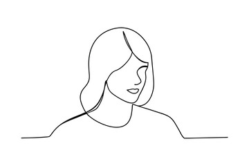 Minimalist line drawing of a woman's face and shoulders