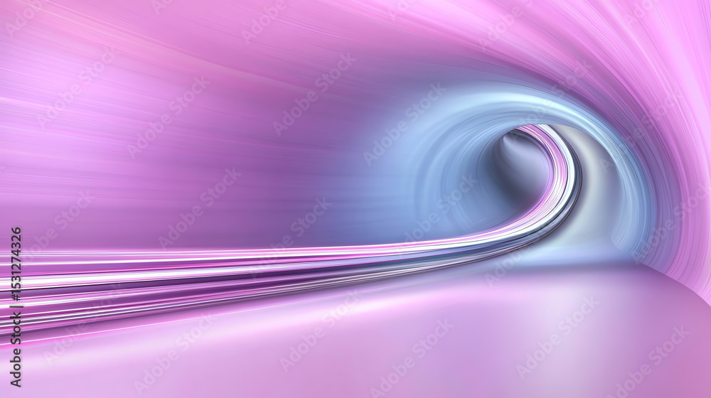 Poster a vibrant, abstract tunnel featuring smooth curves and dynamic colors, conveying a sense of speed an
