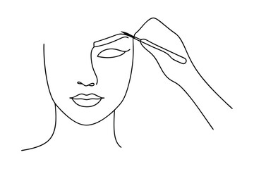 Woman's face line drawing eyebrow shaping beauty treatment