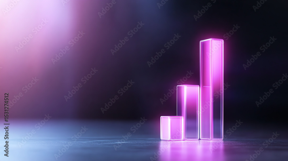 Poster a vibrant representation of growth shown through ascending bar graphs with a modern design, perfect 