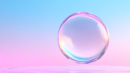 Fototapeta premium A vibrant soap bubble floating gently in a pastel-colored background, capturing light and creating a mesmerizing visual effect.