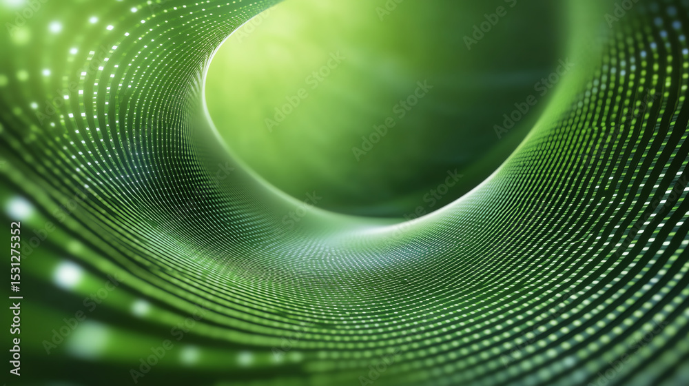 Aufkleber An abstract representation of flowing green light with a digital texture, creating a sense of depth and movement.