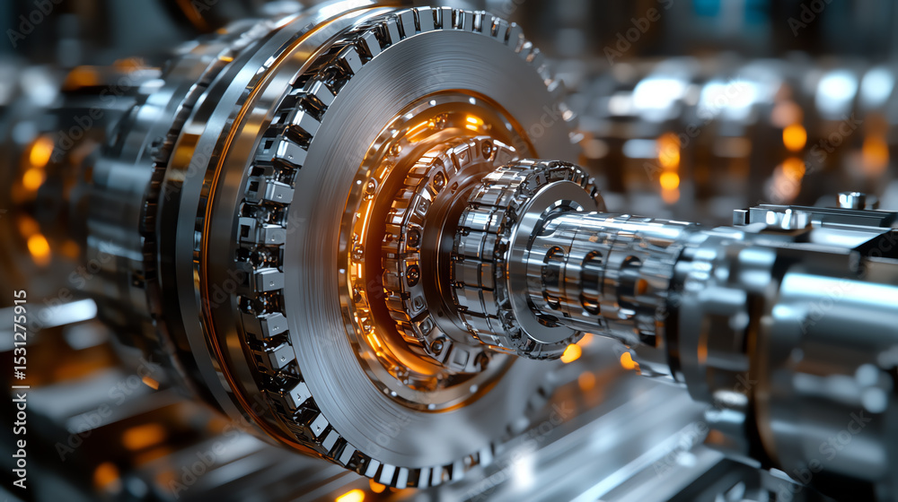 Aufkleber close-up of a highly detailed mechanical component showcasing advanced engineering and intricate des