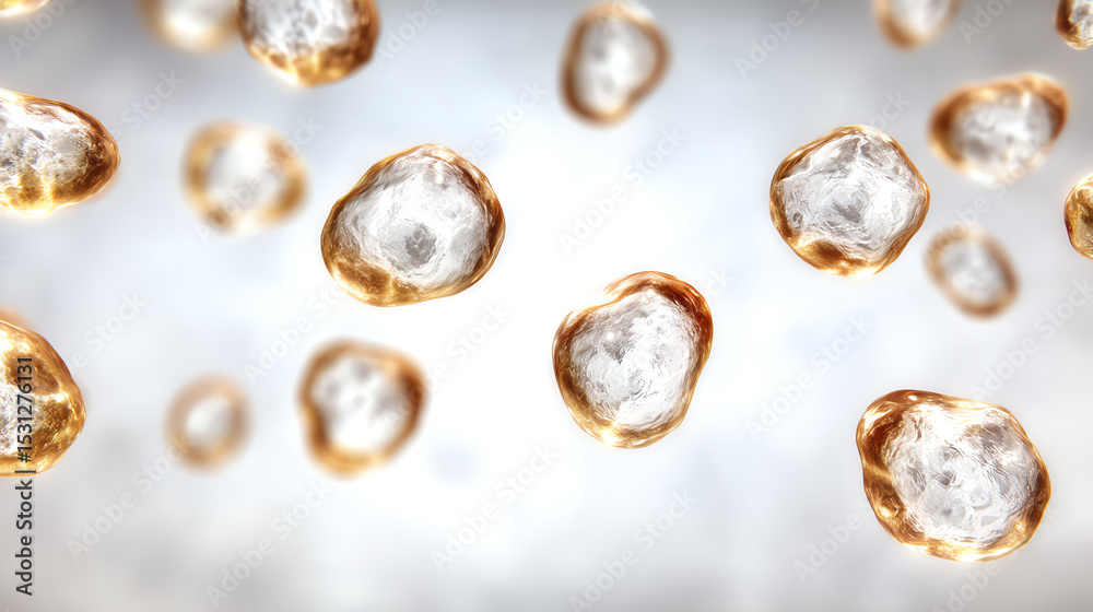 Poster close-up view of microscopic cells illustrating intricate details and structures, representing biolo