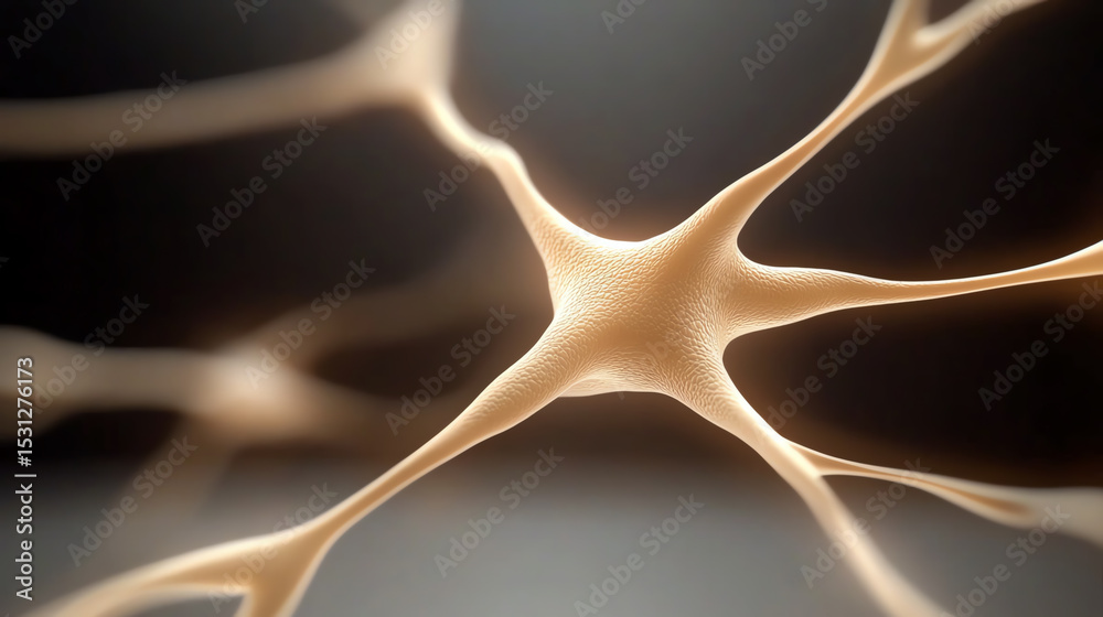 Aufkleber Close-up view of neural cells showcasing intricate connections, symbolizing the complexity of the nervous system.
