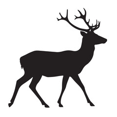 Obraz premium Black silhouette of a walking deer with antlers