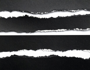 Black ripped paper torn edges strips