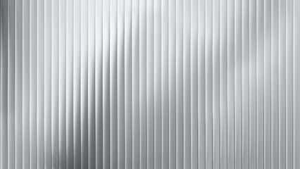 Corrugated wall background with reeded metal panel pattern and white glass texture effect. Abstract plastic siding plate with zinc steel sheet and ribbed roof. Reed reflection and chrome surface.