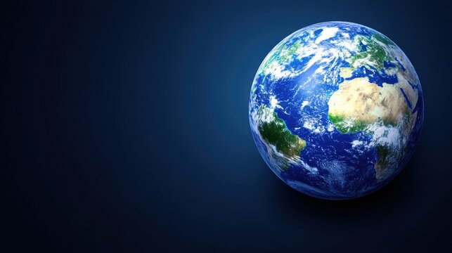 Planet earth rotating in space with dark blue background
