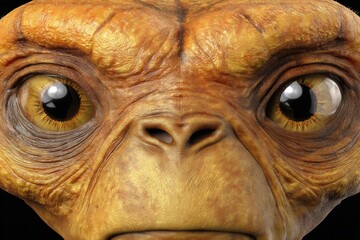  A close up of a monkey's face with big eyes