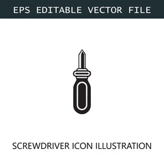 Screwdriver Icon Logo Vector Image in Black and White
