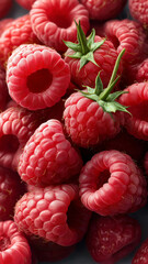 Ripe raspberries gleam under soft light, creating a lush tapestry reminiscent of summer harvest Generative AI