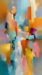 An exploration of fluid forms blending colors in a warm palette, evoking emotion and depth Generative AI