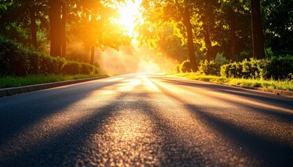 Obraz premium Shimmering Heat Waves Rising from Hot Asphalt on Summer Day Pathway